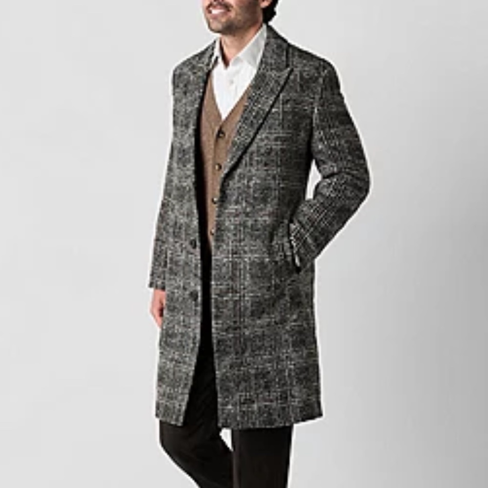 H&M Houndstooth Wool Blend Topcoat Size 36R